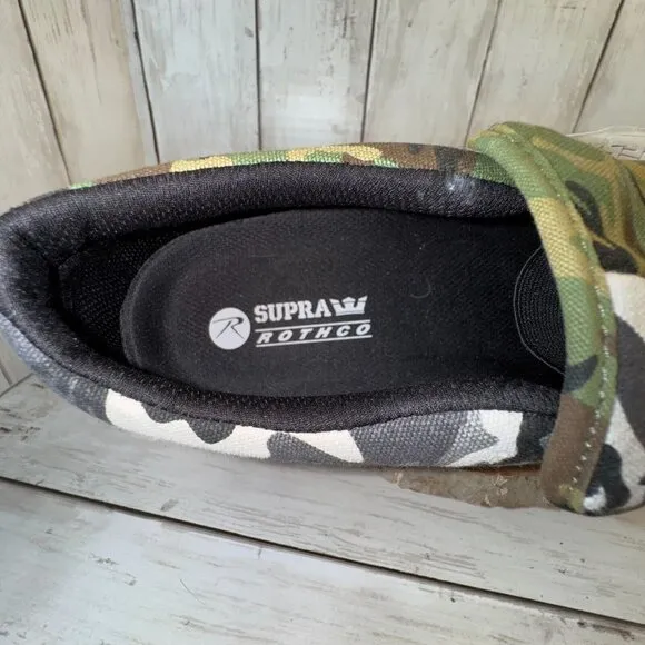 Supra x Rothco Colab Green &amp; Black Camo Y2K Skate Casual Sneakers Men's Size 10