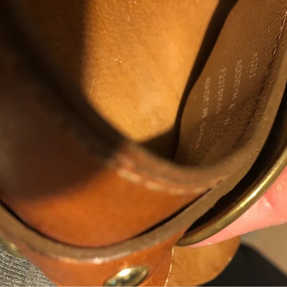 Sz 6.5 Coach Addisyn Cognac Leather Wood Clog Sandals