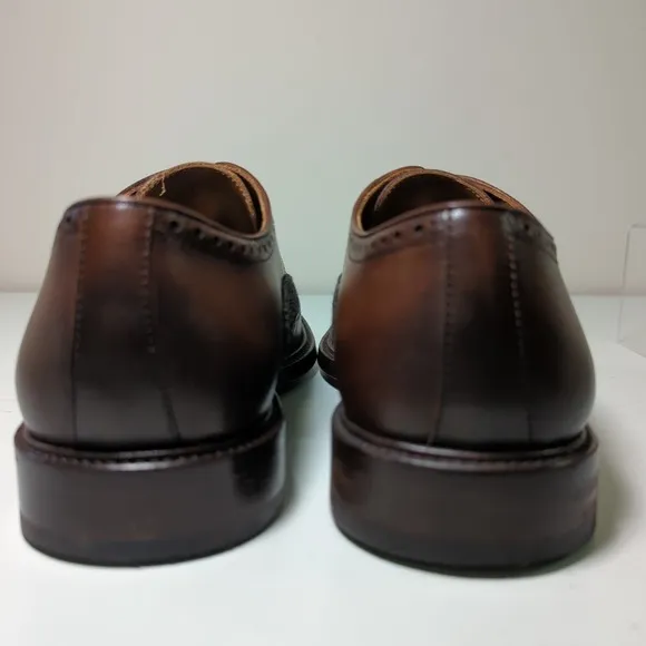 TAFT Beck Wingtip Dress Shoes in Brown Leather And Gray Tweed 41-US8 Made Spain