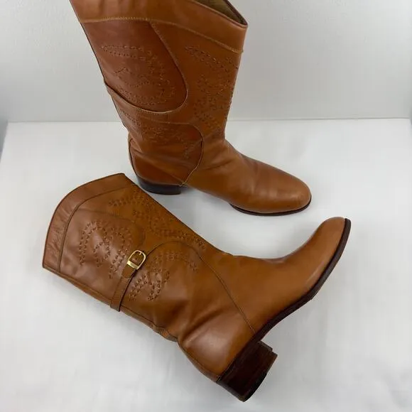 Tanino Crisci brown leather knee high boots hand made in Italy