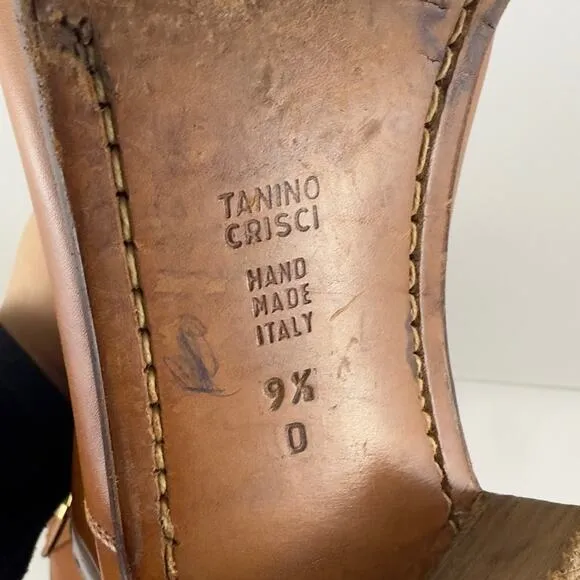 Tanino Crisci brown leather knee high boots hand made in Italy