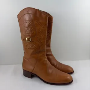 Tanino Crisci brown leather knee high boots hand made in Italy