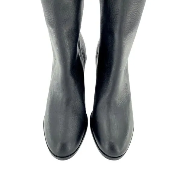 Ted Baker Dolarel Tall Boots Black Leather Block Two Tone Heel SZ 35.5 New