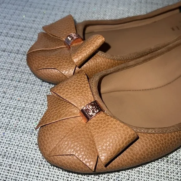 Ted Baker London Sually Bow Tie Ballet Flats 37 Women’s Brown Tan Pump Shoes