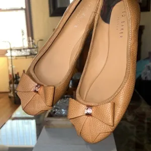 Ted Baker London Sually Bow Tie Ballet Flats 37 Women’s Brown Tan Pump Shoes