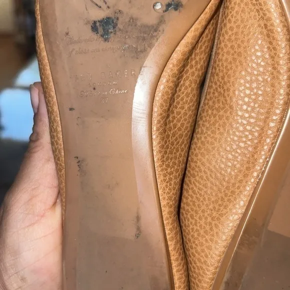 Ted Baker London Sually Bow Tie Ballet Flats 37 Women’s Brown Tan Pump Shoes