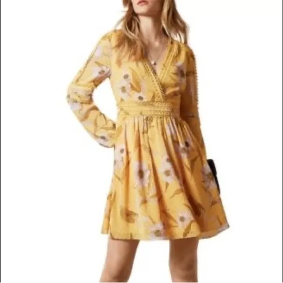 Ted Baker Posyy Yellow Floral Print WrapDress