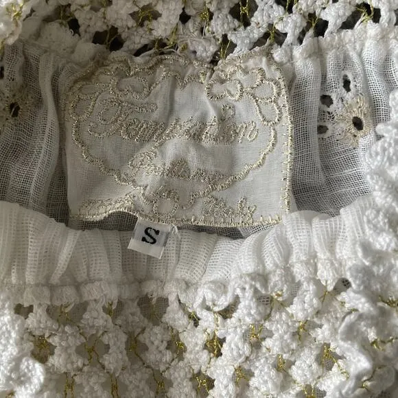 Temptation Positano Irlanda White Smocked Eyelet 100% Linen Mini Dress
