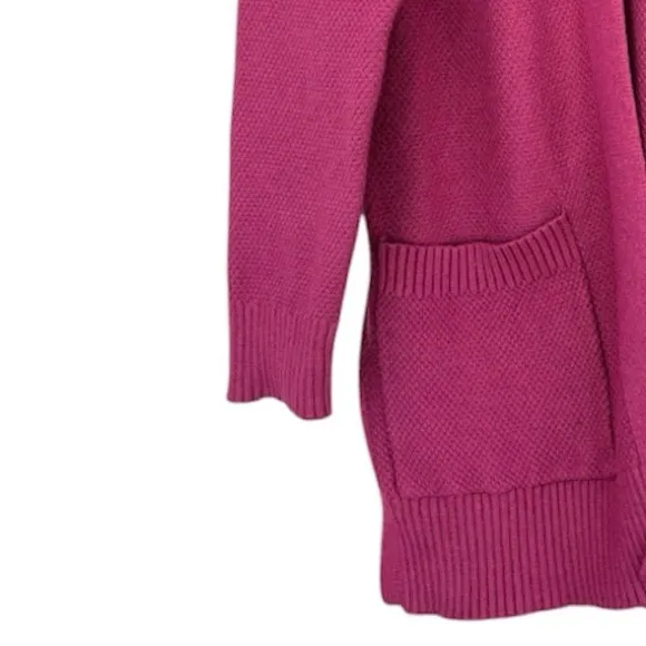 Textured Bouclé Cardigan Sweater Thick All Season Knit Pink Plum Magenta Size XL
