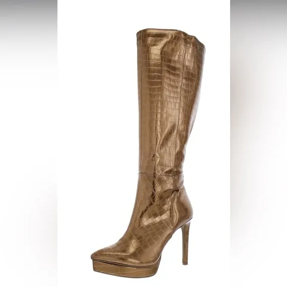 THALIA SODI Bronze Jessy Womens Zipper Stiletto Knee-High Boots