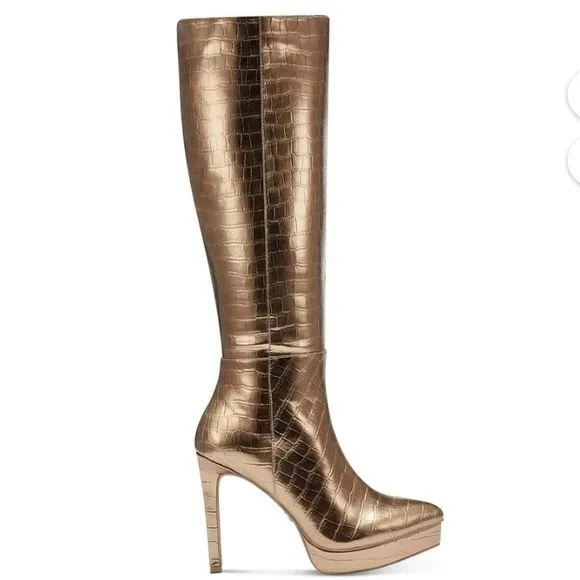 THALIA SODI Bronze Jessy Womens Zipper Stiletto Knee-High Boots