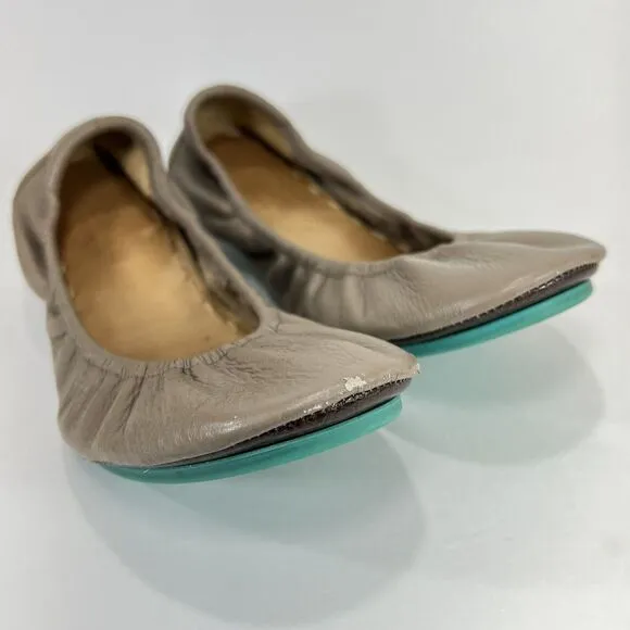 Tieks By Gavrieli Ballet Flats Womens 8 Taupe Leather Slip On Shoes Round Toe