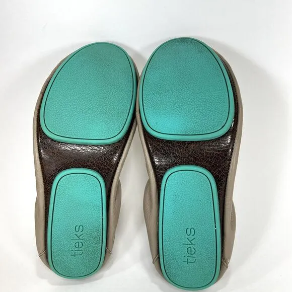 Tieks By Gavrieli Ballet Flats Womens 8 Taupe Leather Slip On Shoes Round Toe