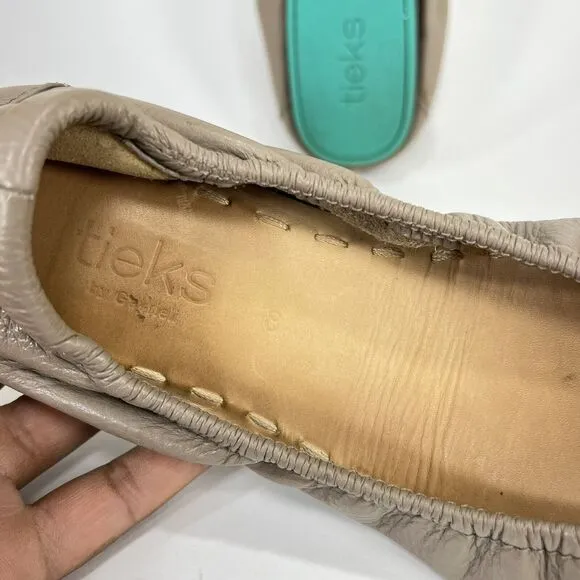 Tieks By Gavrieli Ballet Flats Womens 8 Taupe Leather Slip On Shoes Round Toe