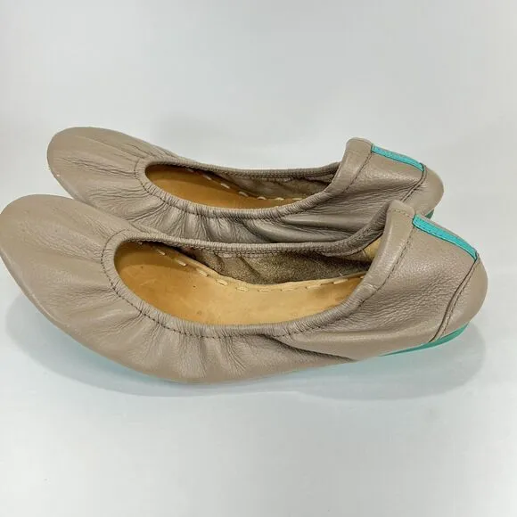 Tieks By Gavrieli Ballet Flats Womens 8 Taupe Leather Slip On Shoes Round Toe