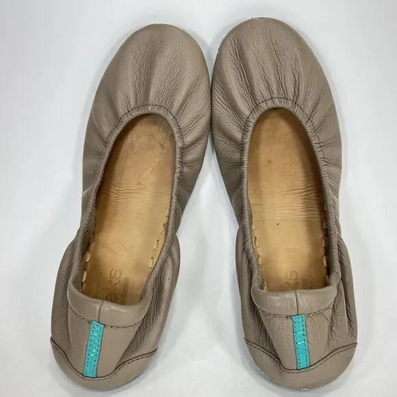 Tieks By Gavrieli Ballet Flats Womens 8 Taupe Leather Slip On Shoes Round Toe