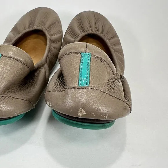 Tieks By Gavrieli Ballet Flats Womens 8 Taupe Leather Slip On Shoes Round Toe