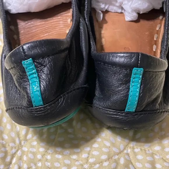 TIEKS by Gavrieli Slip-On Ballet Flats Shoes Black Leather Foldable Womens Sz 8