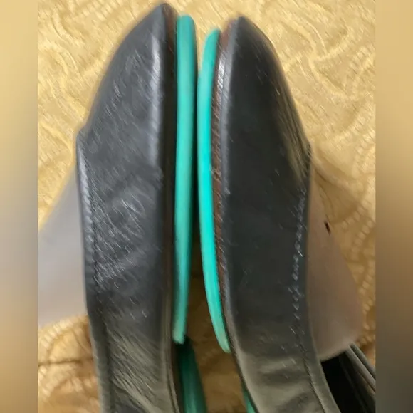 TIEKS by Gavrieli Slip-On Ballet Flats Shoes Black Leather Foldable Womens Sz 8