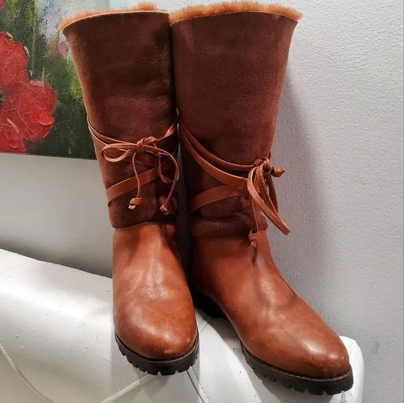 Timberland Brown Leather Knee-High Boots Size 8