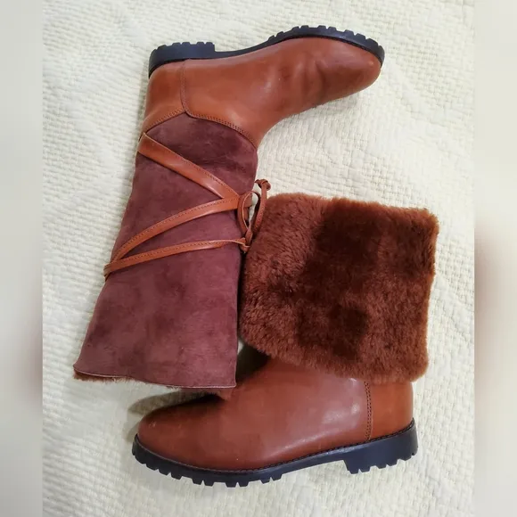 Timberland Brown Leather Knee-High Boots Size 8