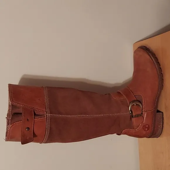 Timberland Brown Savin Hill Style Suede &amp; Leather Knee High Riding Boots Size 8