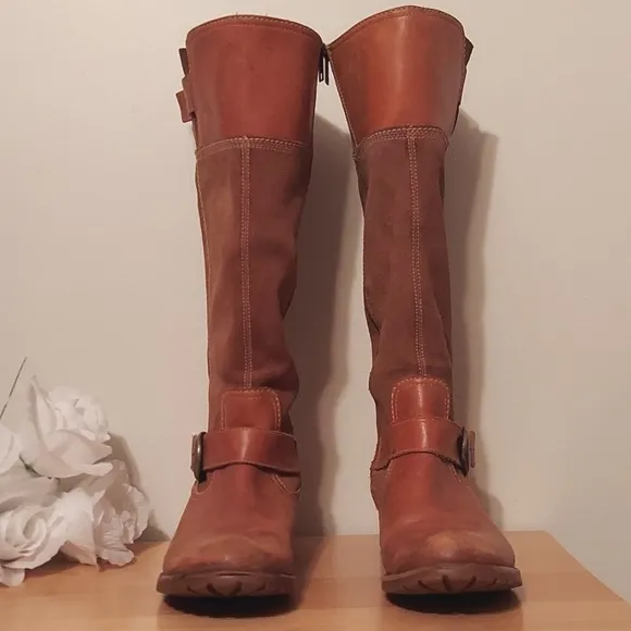 Timberland Brown Savin Hill Style Suede &amp; Leather Knee High Riding Boots Size 8