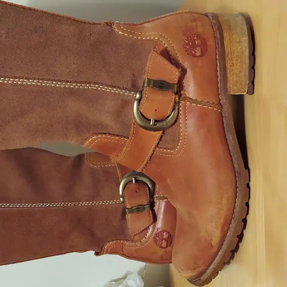 Timberland Brown Savin Hill Style Suede &amp; Leather Knee High Riding Boots Size 8