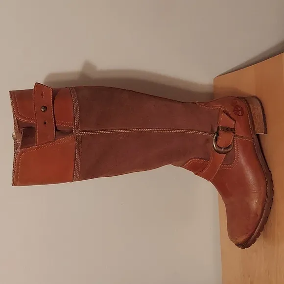 Timberland Brown Savin Hill Style Suede &amp; Leather Knee High Riding Boots Size 8