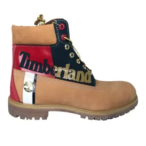 TIMBERLAND PREMIUM WATER PROOF BOOT FOR MEN WHEAT NUBUCK RED &amp; BLUE