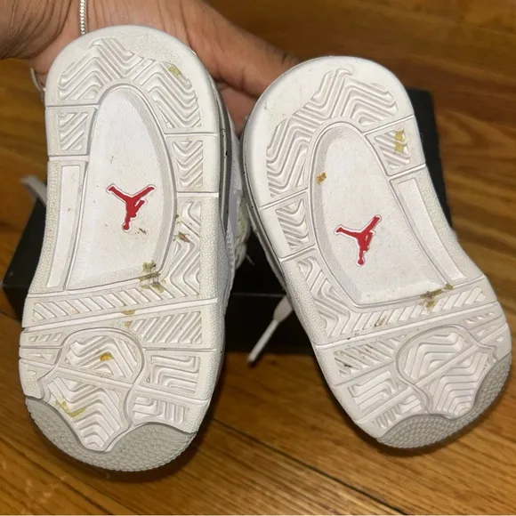 Toddler Air Jordan 4 Retro Athletic Shoes ‘White Oreo’ BQ7670 100 - Size 5C