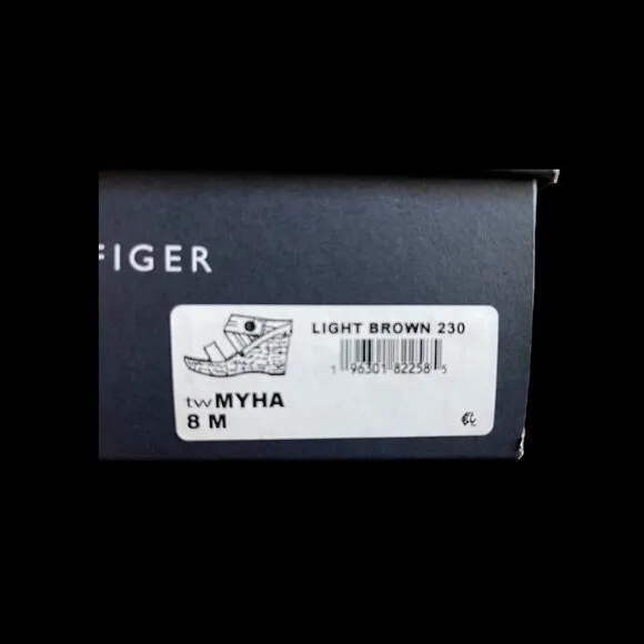 Tommy Hilfiger Wedge Sandals Cork Open Toe Logo shoes Myha Size 8 US New In Box