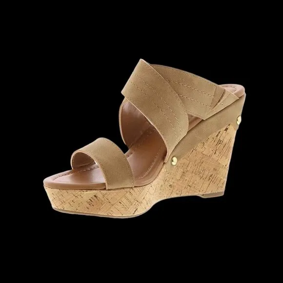 Tommy Hilfiger Wedge Sandals Cork Open Toe Logo shoes Myha Size 8 US New In Box
