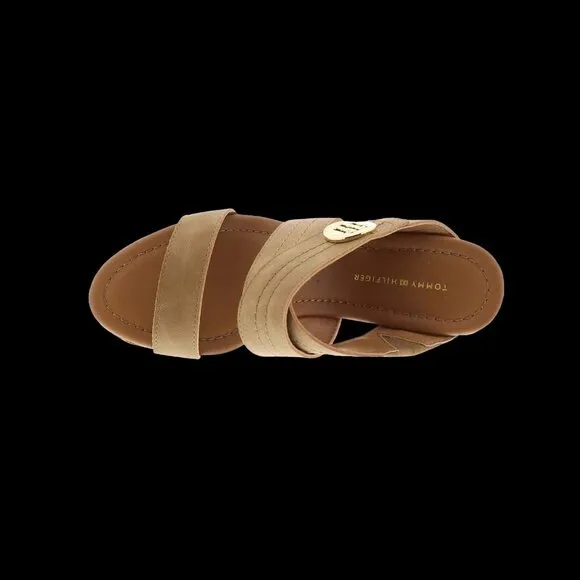 Tommy Hilfiger Wedge Sandals Cork Open Toe Logo shoes Myha Size 8 US New In Box
