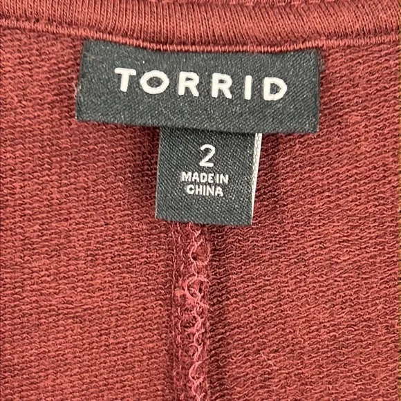 Torrid Mini French Terry Shift Dress size 2X New Burgundy