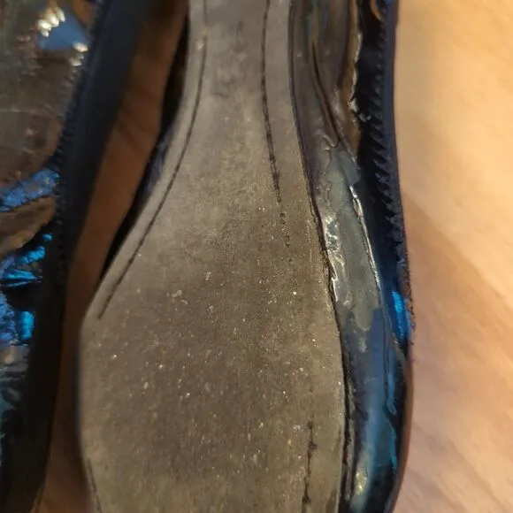 Tory Burch Caroline Ballet Flats Shoes Woemens 9M Black Leather Logo