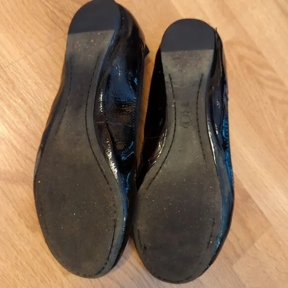 Tory Burch Caroline Ballet Flats Shoes Woemens 9M Black Leather Logo