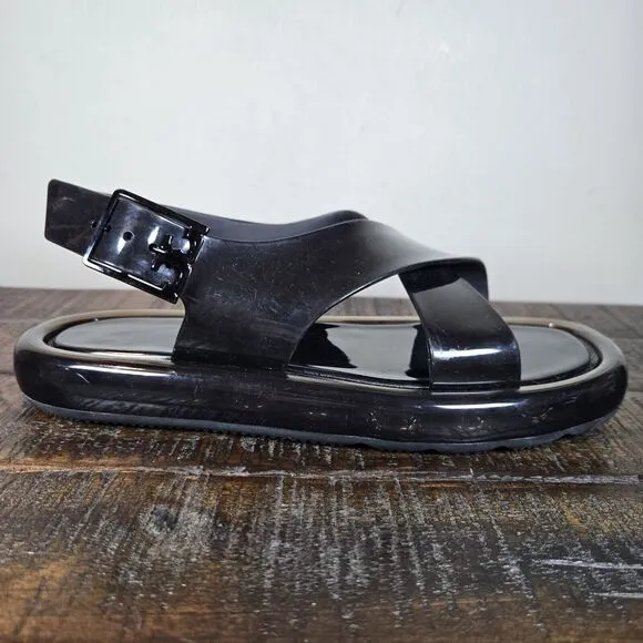 Tory Burch Criss Cross Bubble Jelly Womens Size 8 Squishy Sandals Slides Black