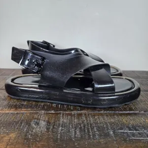 Tory Burch Criss Cross Bubble Jelly Womens Size 8 Squishy Sandals Slides Black