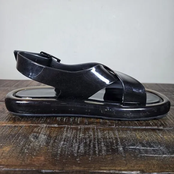 Tory Burch Criss Cross Bubble Jelly Womens Size 8 Squishy Sandals Slides Black
