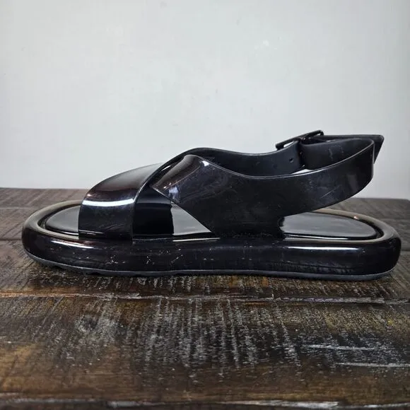 Tory Burch Criss Cross Bubble Jelly Womens Size 8 Squishy Sandals Slides Black