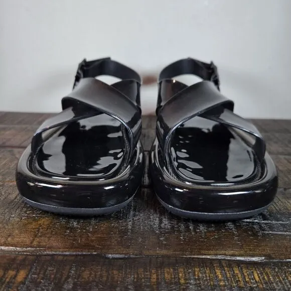 Tory Burch Criss Cross Bubble Jelly Womens Size 8 Squishy Sandals Slides Black