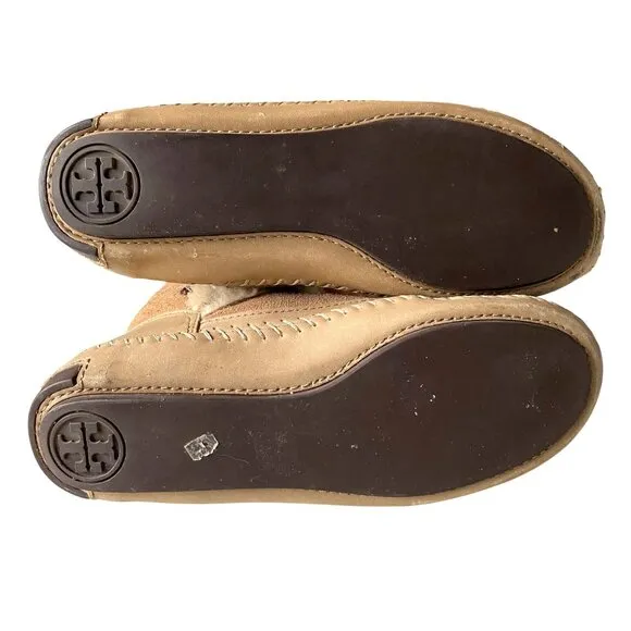 Tory Burch Embellished Jewel Shearling‎ Knee High Moccasin Boots Sz 6 Designer