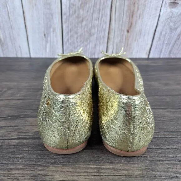 Tory Burch LAILA 2 Driver Ballet Crinkle Metallic Spark Gold Women's Sz 8 M(VGC)