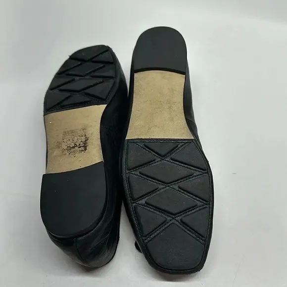Tory Burch Laila Driver Nappa Leather Grosgrain Ballet Flats Shoes Black 8.5