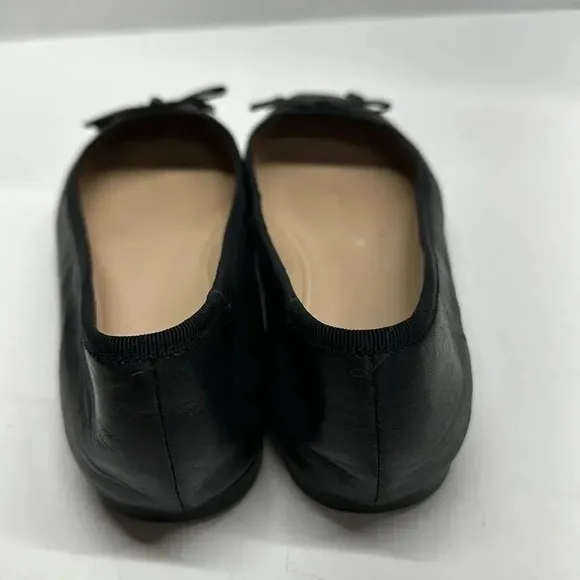 Tory Burch Laila Driver Nappa Leather Grosgrain Ballet Flats Shoes Black 8.5