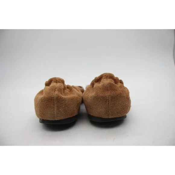 Tory Burch Medallion Flats Women's Size 5.5 M Camel Brown Suede  Ballet Shoes