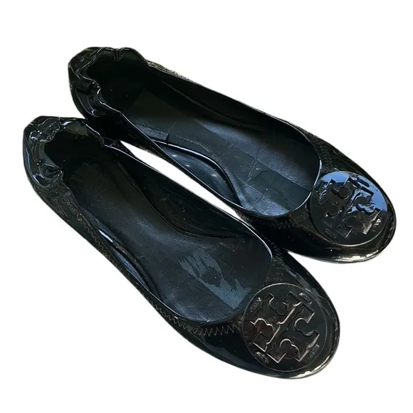 Tory Burch Reva Black Patent Leather Ballet Flats - 8
