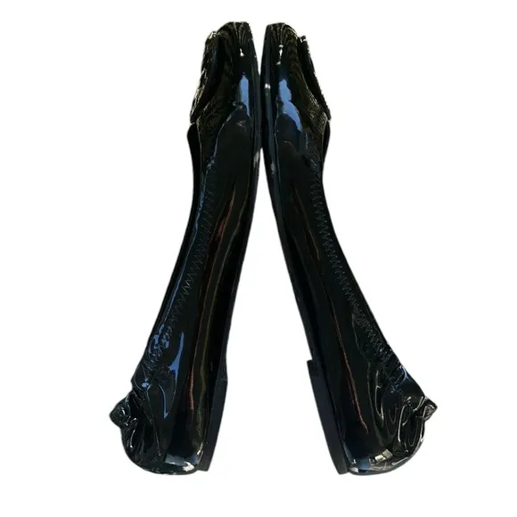 Tory Burch Reva Black Patent Leather Ballet Flats - 8
