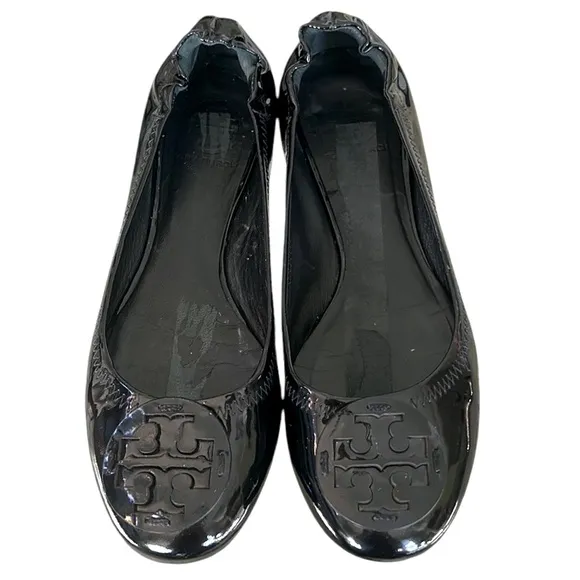 Tory Burch Reva Black Patent Leather Ballet Flats - 8